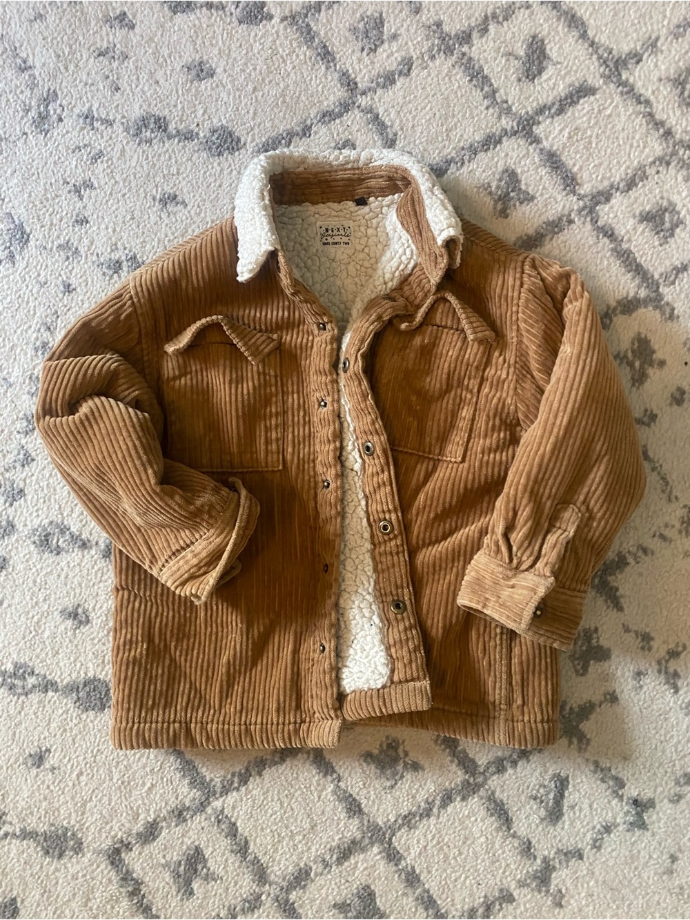 next Kids Tan Corduroy Sherpa-Lined Jacket